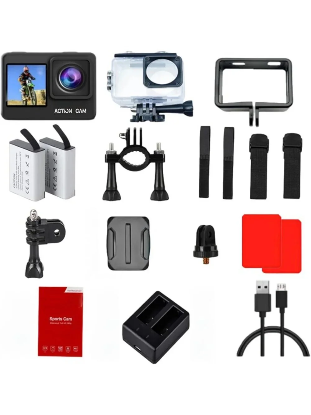 Waterproof Dual Screen Action Camera 1080P 16MP - Perfect for Adventure & Travel